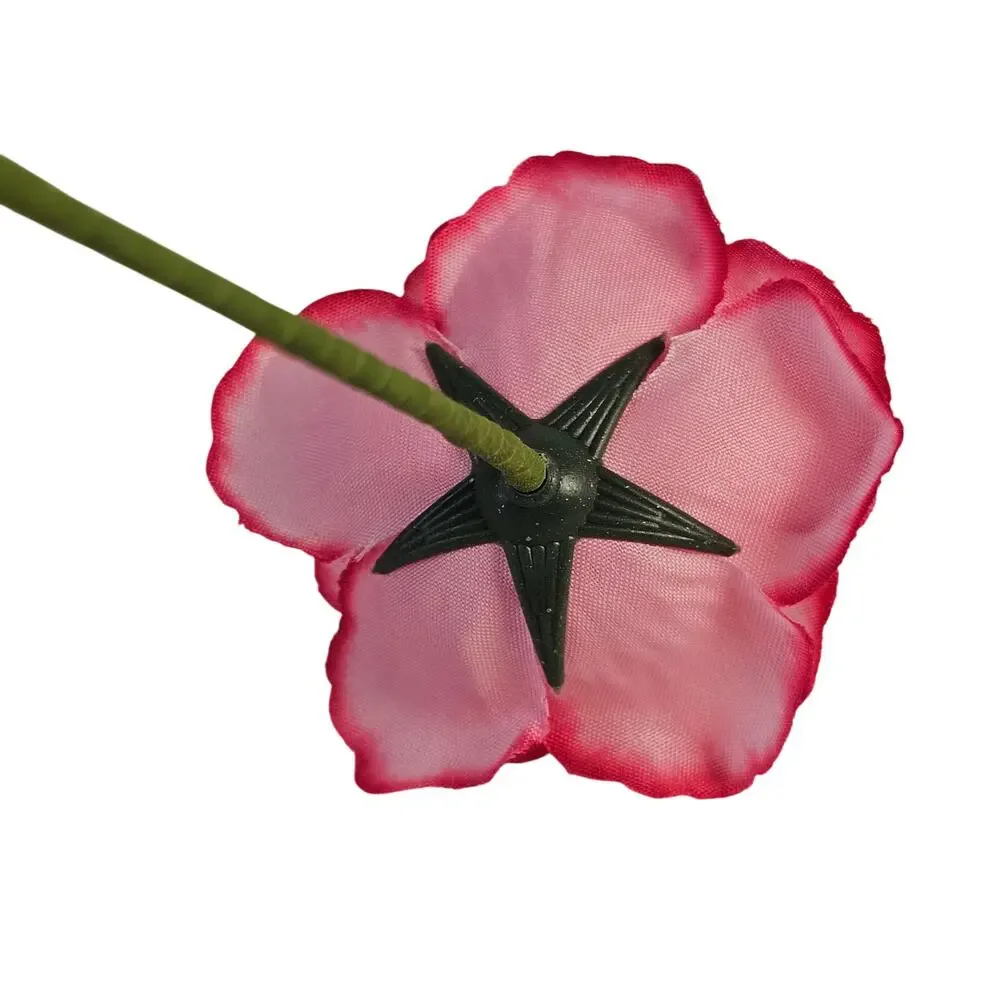 37 Light Pink Hot Pink Edge Silk Roses 2.5in Artificial Flowers w/ Stems